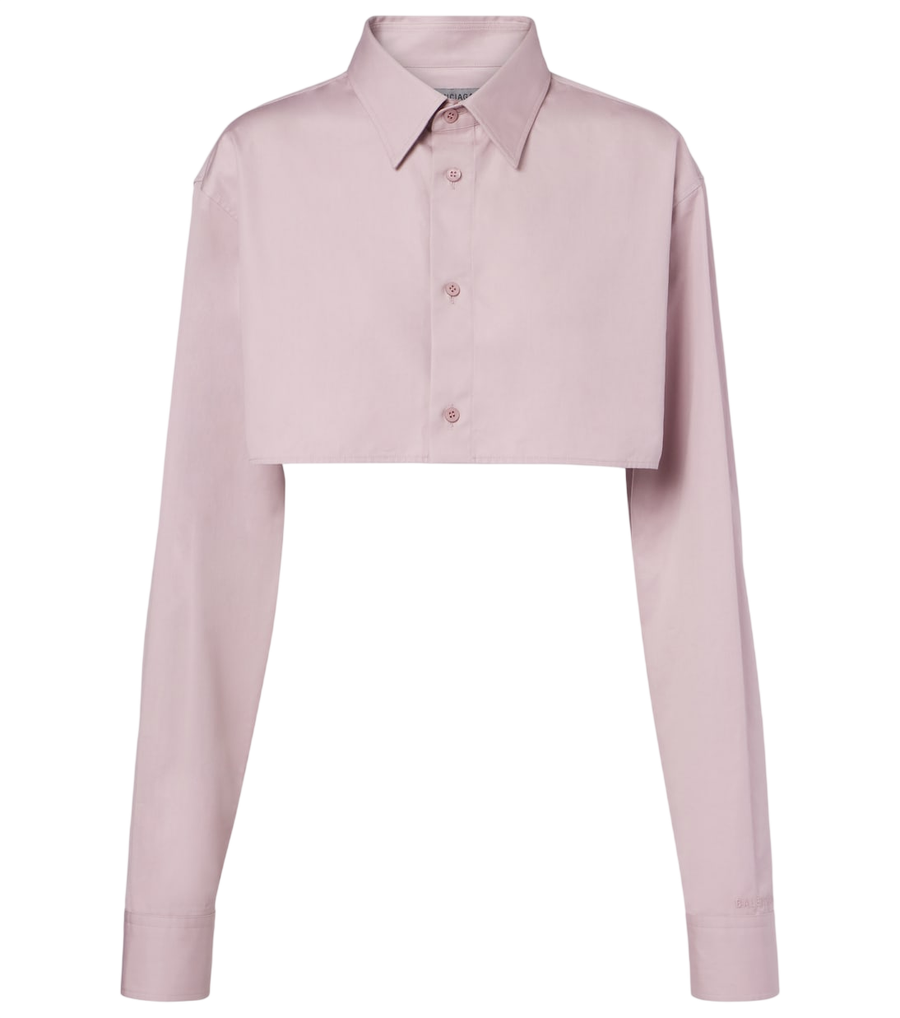 Balenciaga Cropped cotton and silk poplin shirt