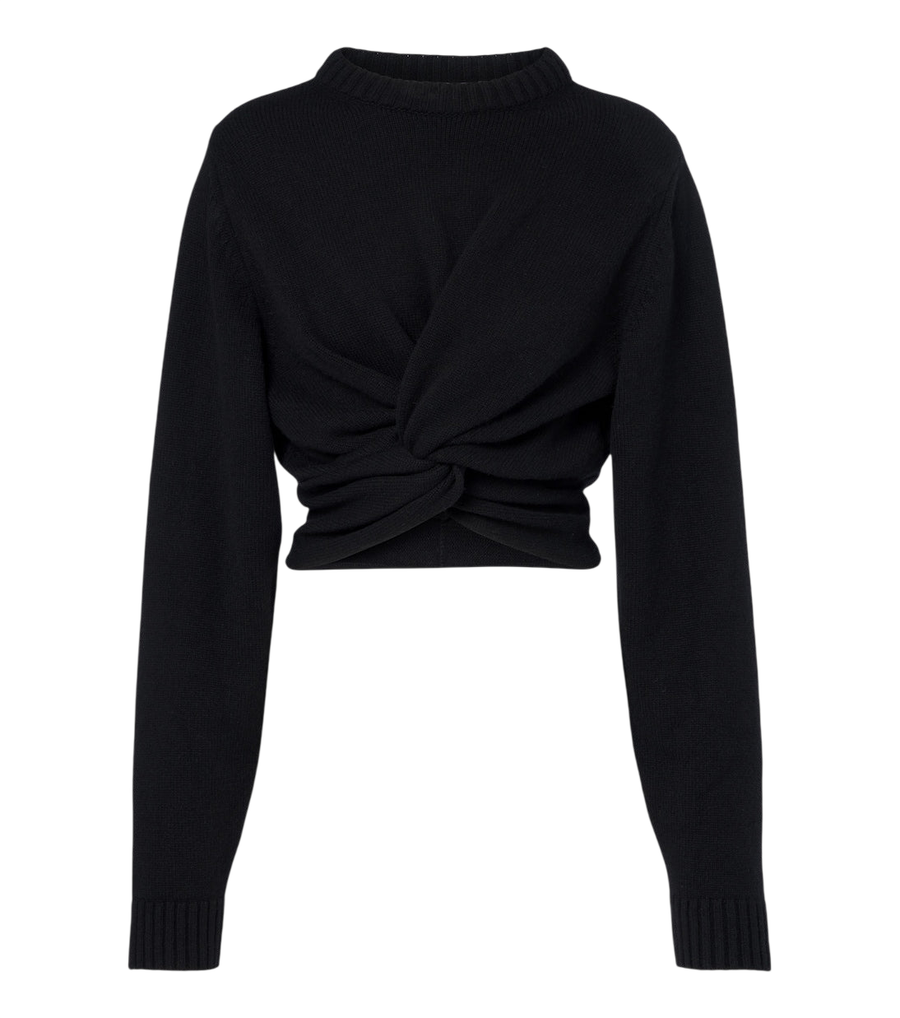 Balenciaga Cropped gathered wool sweater
