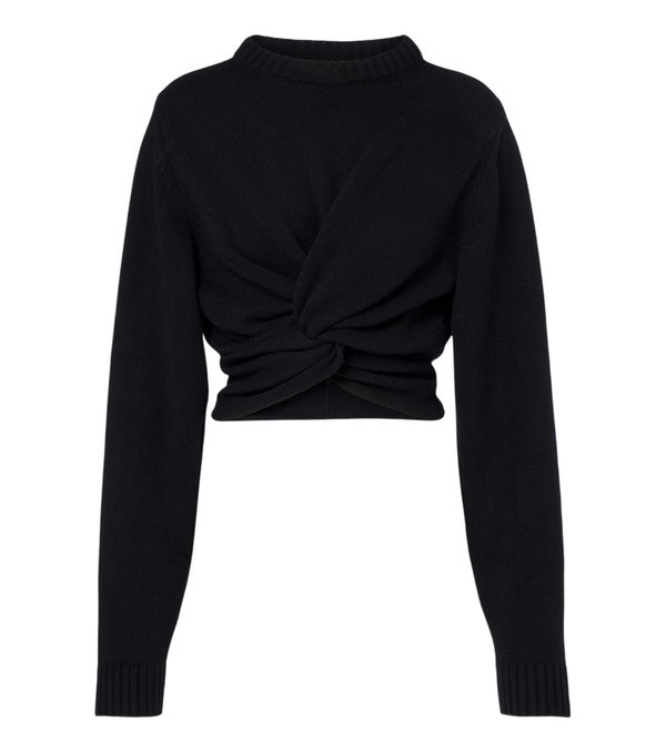 Balenciaga Cropped gathered wool sweater