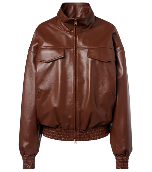 Balenciaga Cropped oversized leather jacket