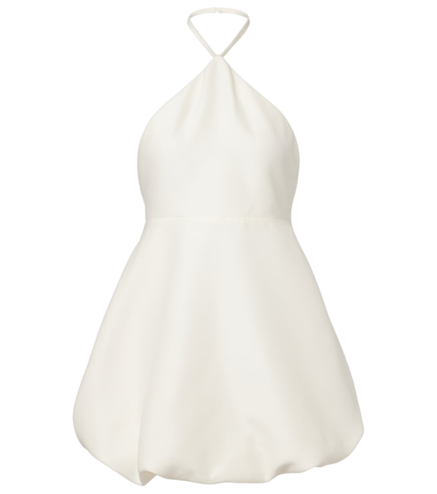 Mini-robe péplum à dos nu en laine et soie Balenciaga