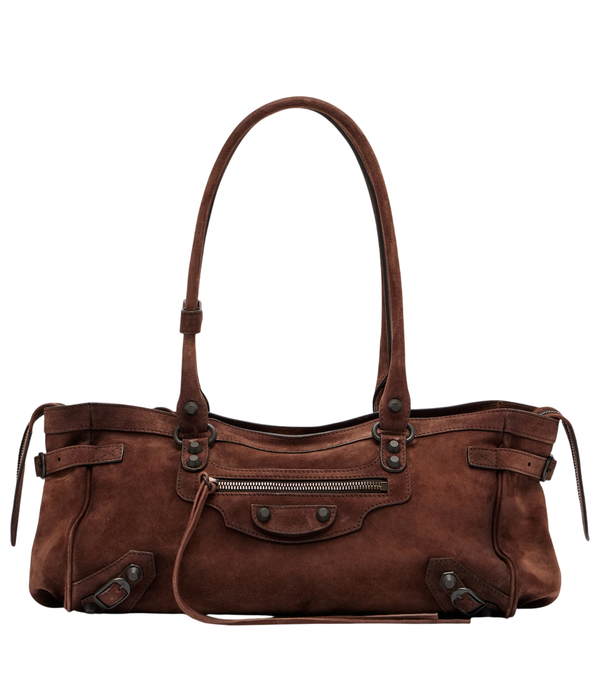 Balenciaga Le City East-West Small suede shoulder bag