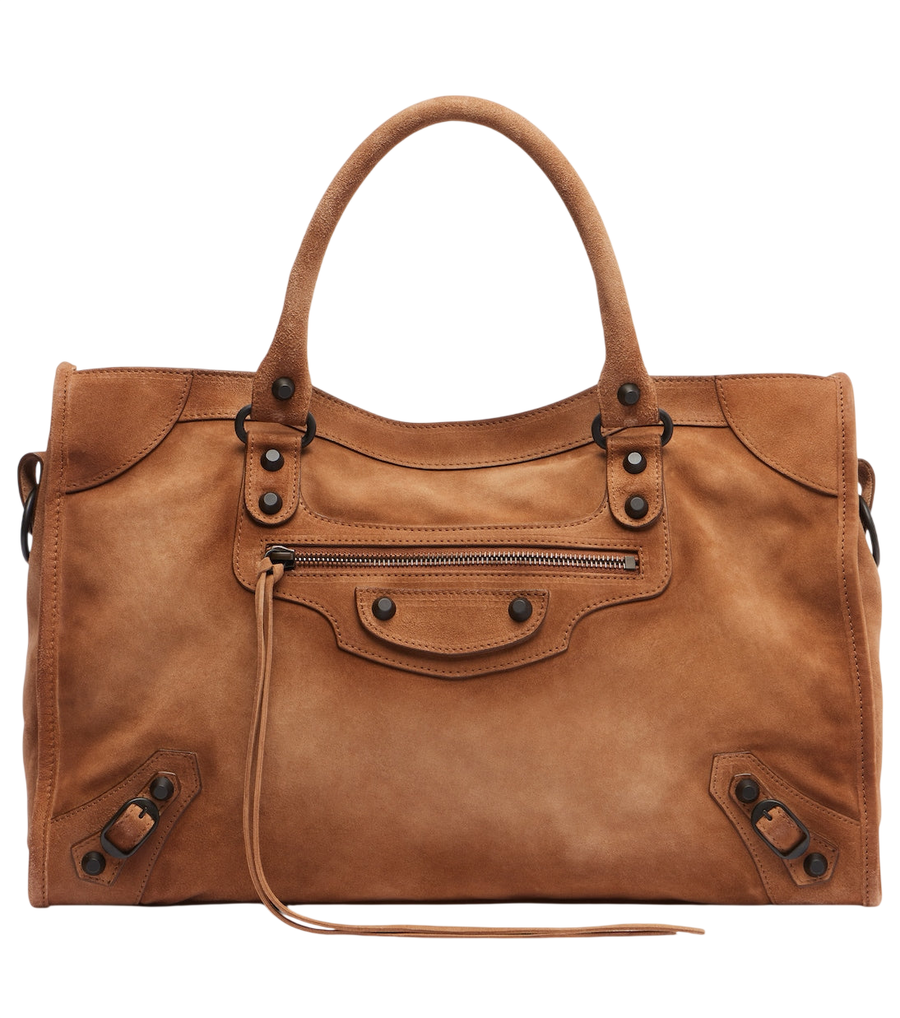 Balenciaga Le City Medium suede top-handle bag
