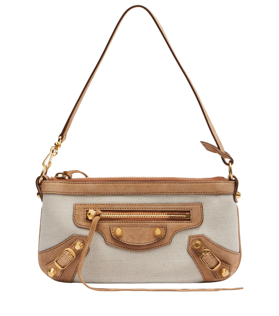 Balenciaga Le City Mini canvas and suede shoulder bag