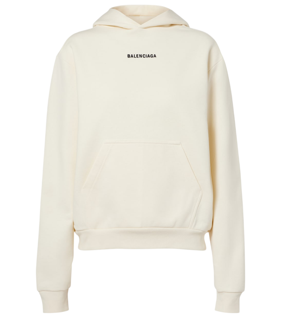Balenciaga Moletom com capuz em algodão felpudo com logótipo