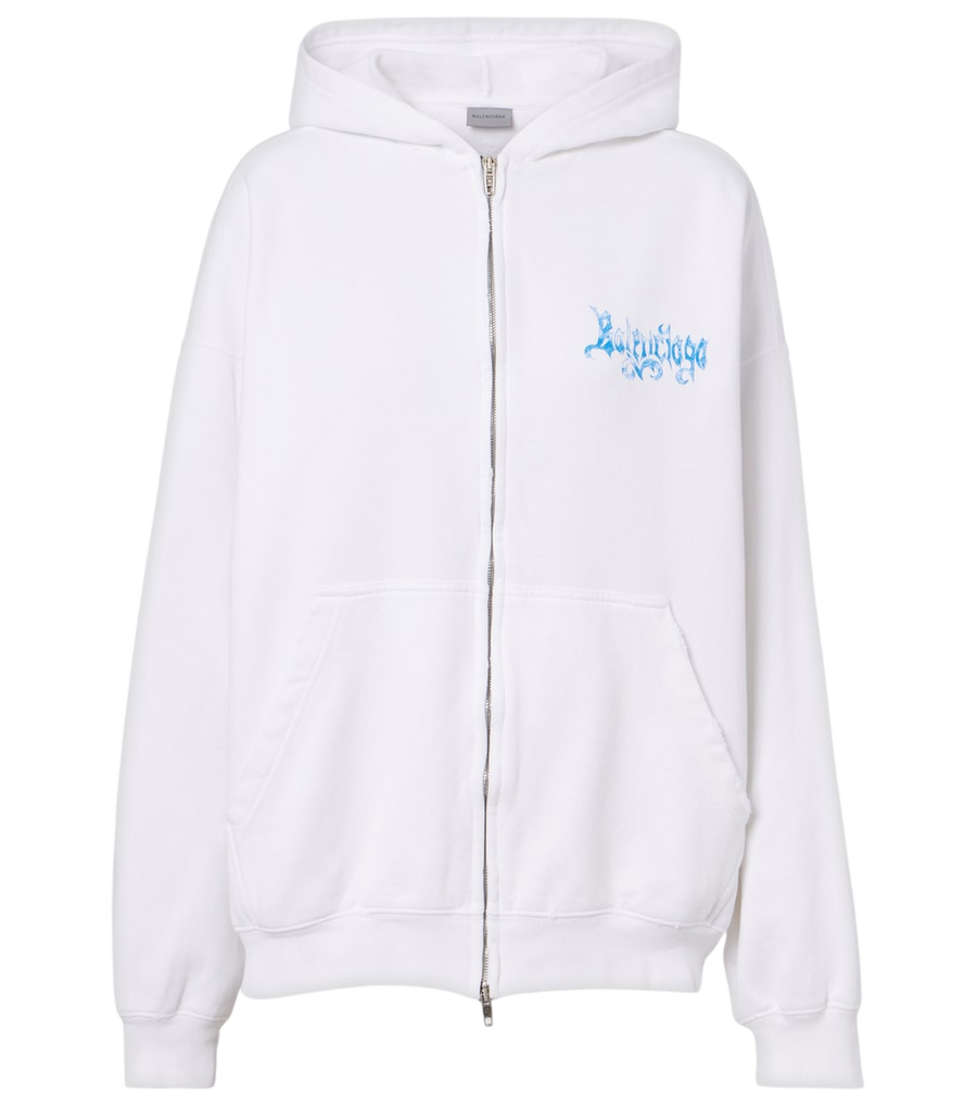 Balenciaga Logo cotton jersey zip-up hoodie