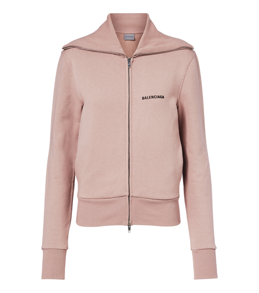 Sweat-shirt zippé en coton avec logo Balenciaga