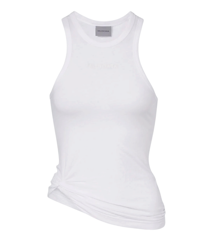 Balenciaga Logo gathered cotton jersey tank top [white-bg-processed] 1786642042217