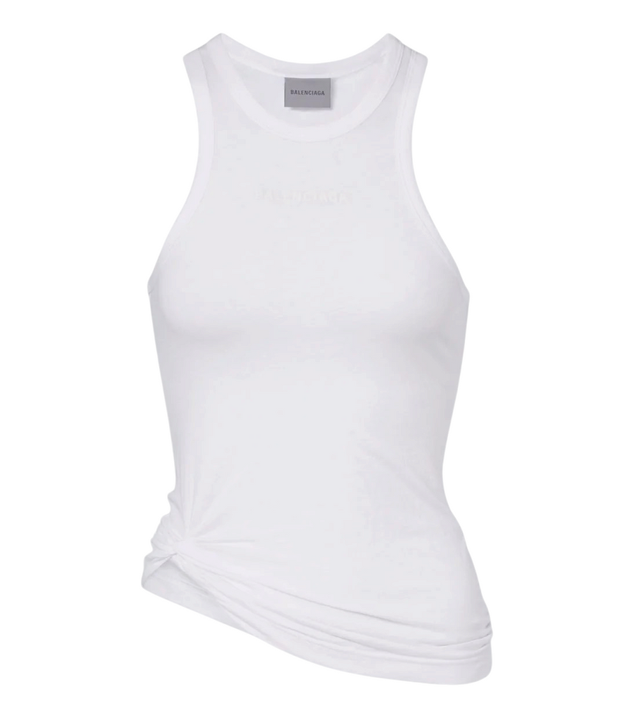 Balenciaga Logo gathered cotton jersey tank top