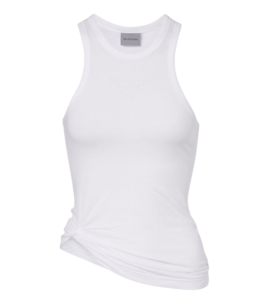 Balenciaga Logo gathered cotton jersey tank top