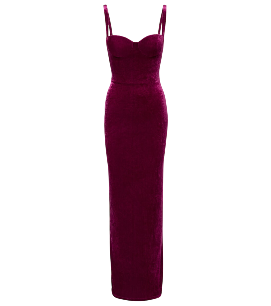 Robe longue dos nu en velours Balenciaga