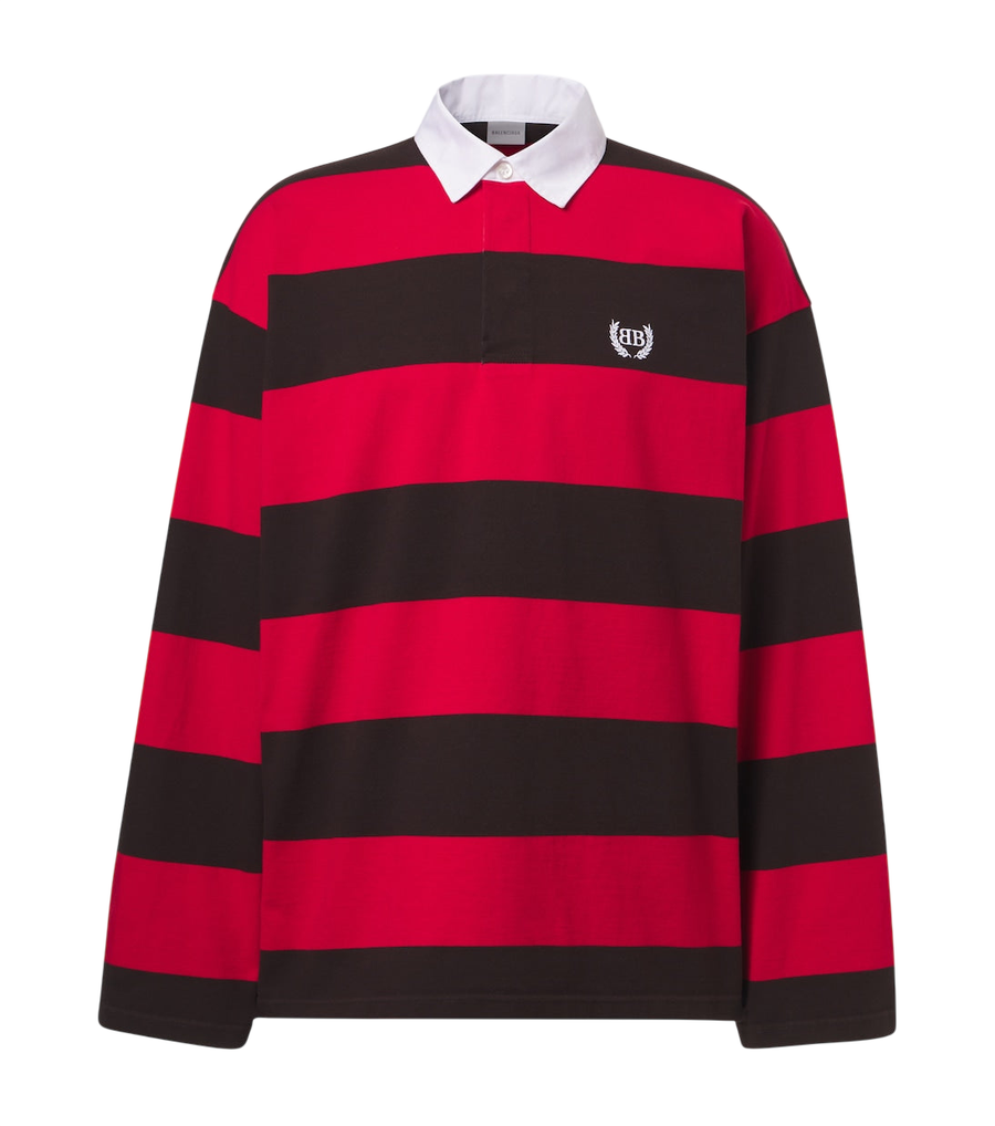 Balenciaga Oversized striped cotton jersey polo shirt