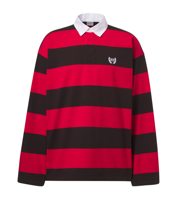 Balenciaga Oversized striped cotton jersey polo shirt