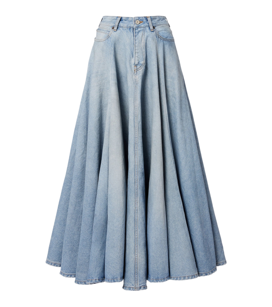 Falda midi plisada de mezclilla de Balenciaga