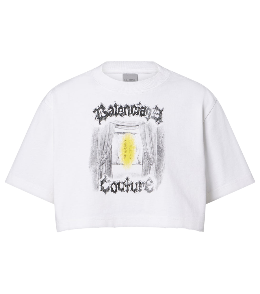 Balenciaga Printed cropped cotton jersey T-shirt