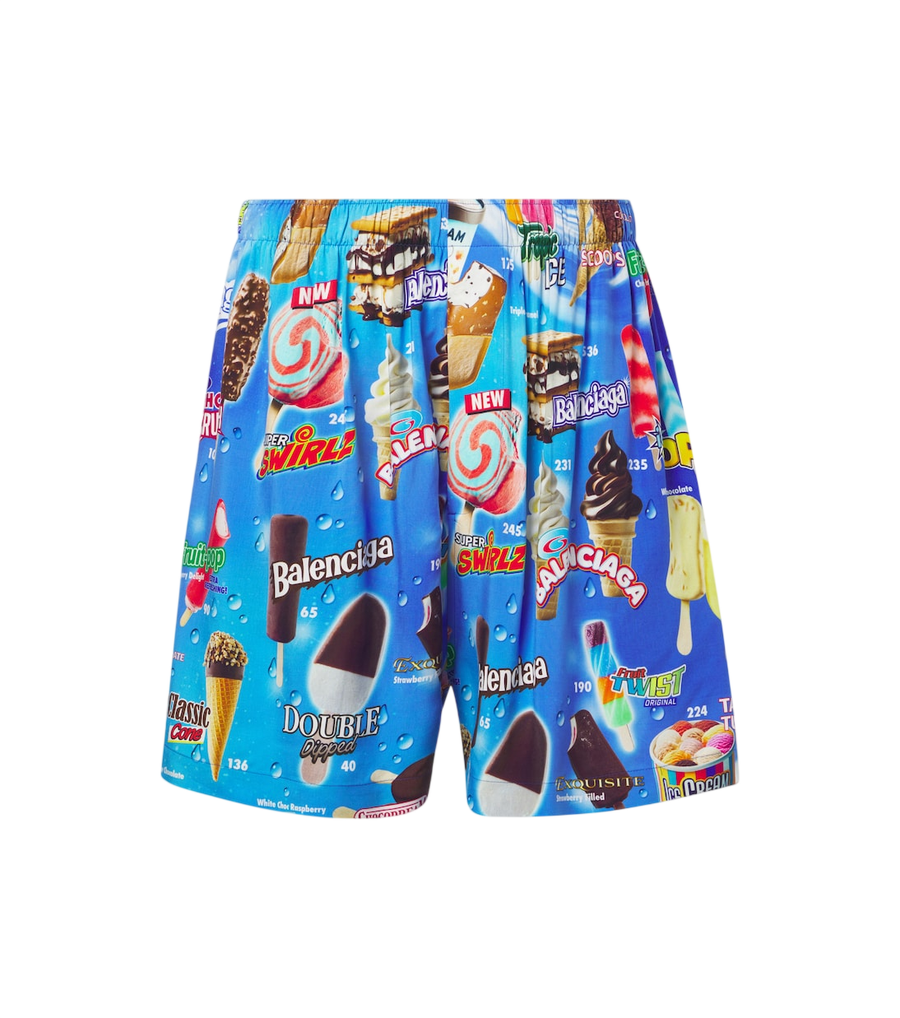 Balenciaga Printed satin shorts