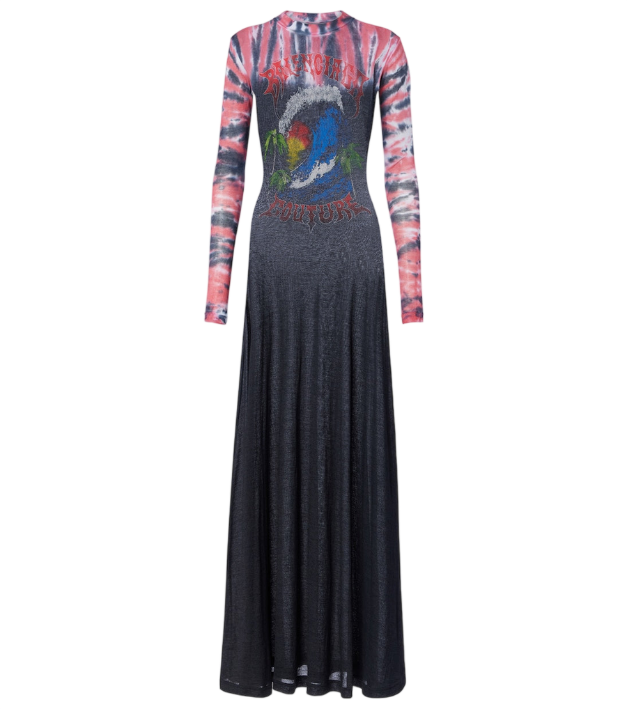 Balenciaga Printed tie-dye cotton-blend jersey maxi dress