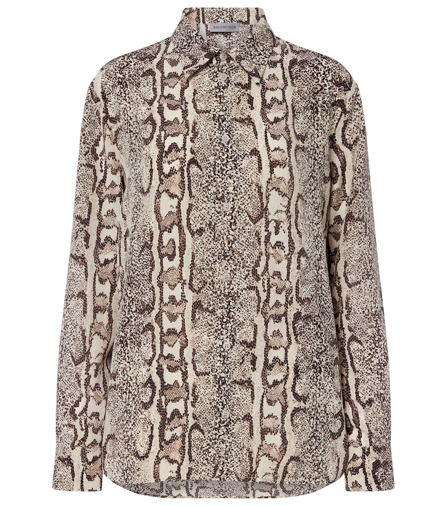Camisa de seda con estampado de serpiente de Balenciaga