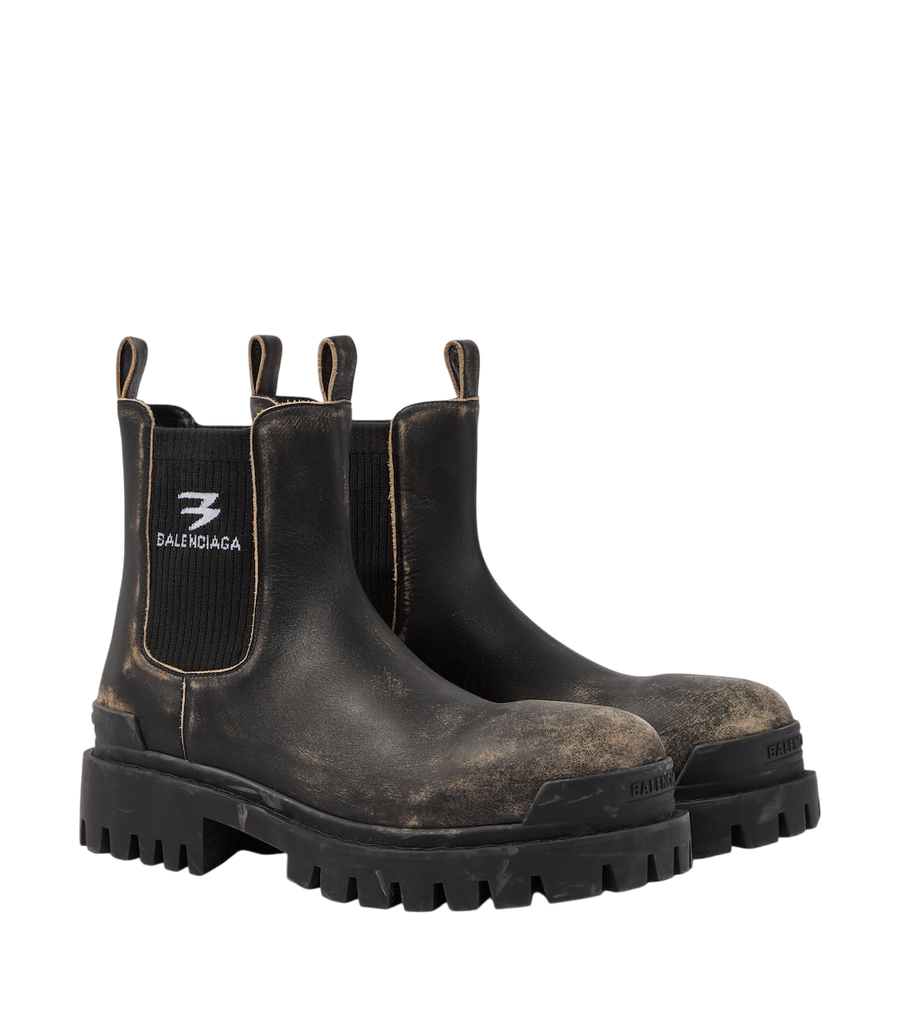 Balenciaga Strike distressed leather Chelsea boots
