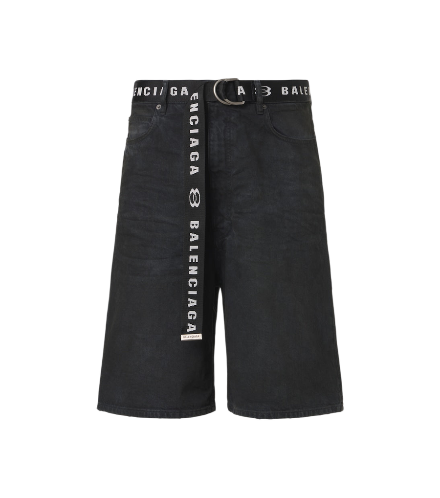 Balenciaga Unity belted denim Bermuda shorts