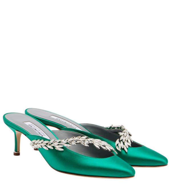 Balenciaga x Manolo Blahnik embellished satin mules