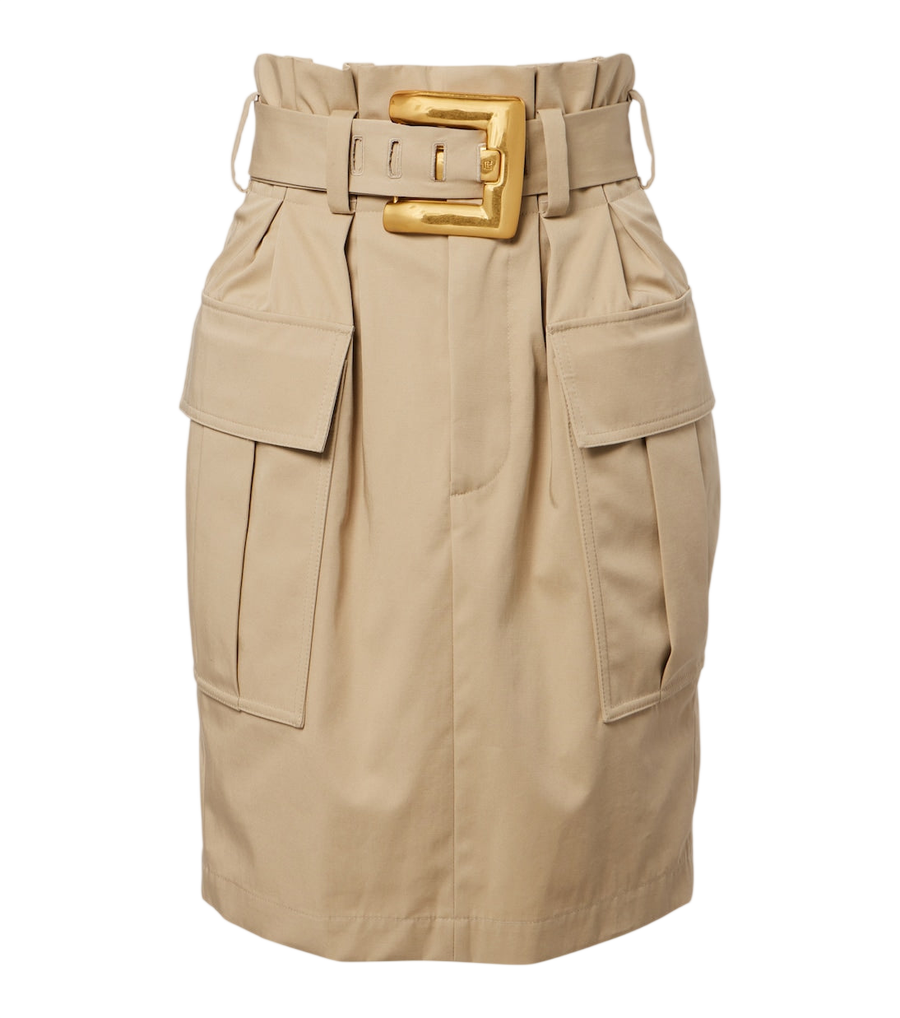 Balmain Minigonna in gabardine di cotone con cintura