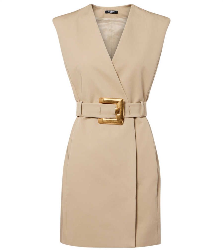 Balmain Belted cotton minidress