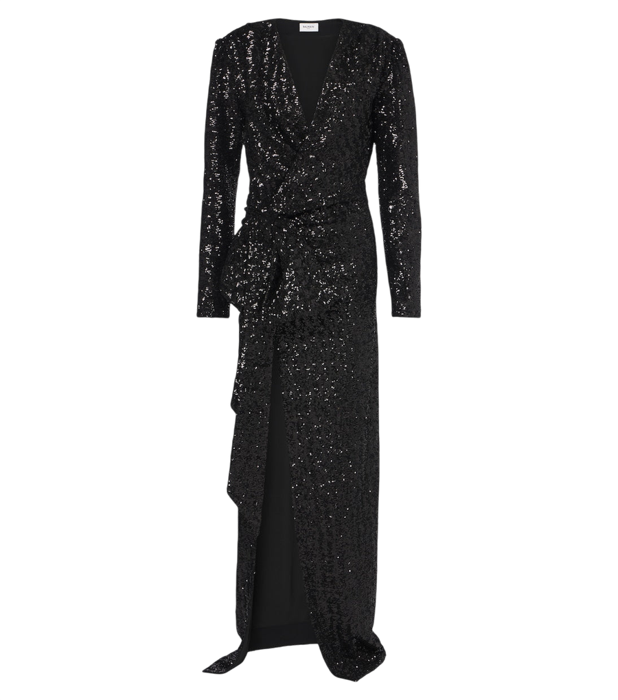 Balmain Bow-detail sequined gown