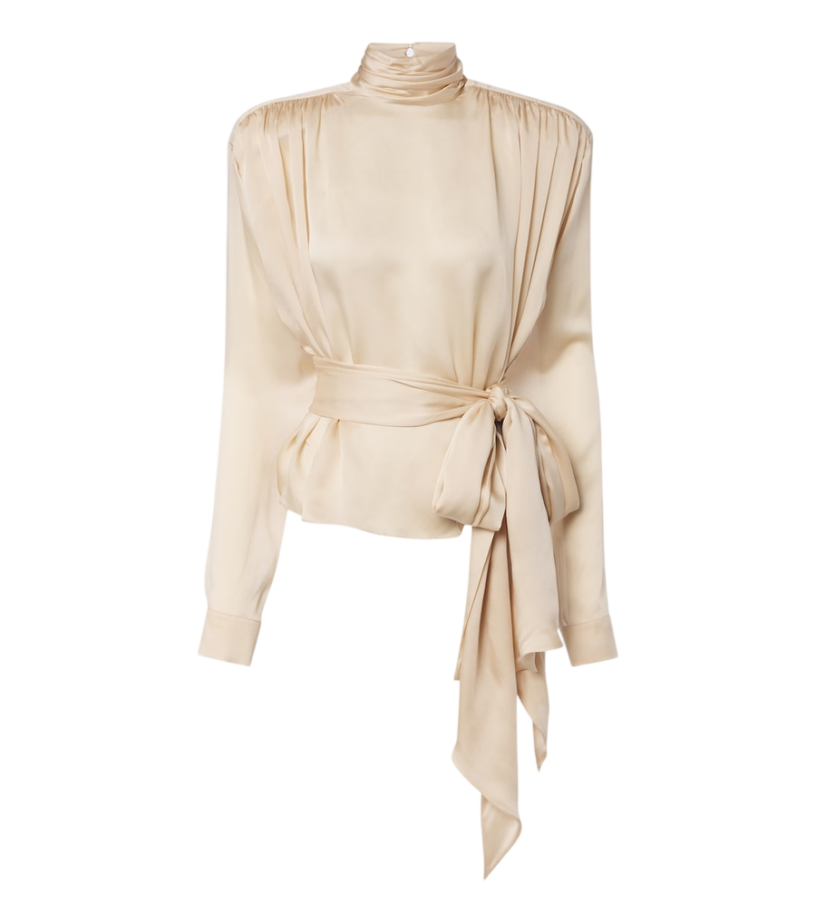 Balmain Bow-detail silk charmeuse blouse