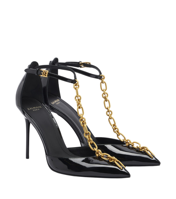Zapatos de salón de charol con detalle de cadena de Balmain