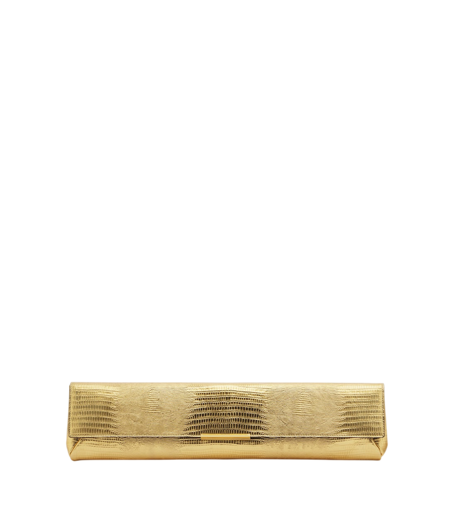 Pochette in pelle metallizzata effetto coccodrillo Balmain