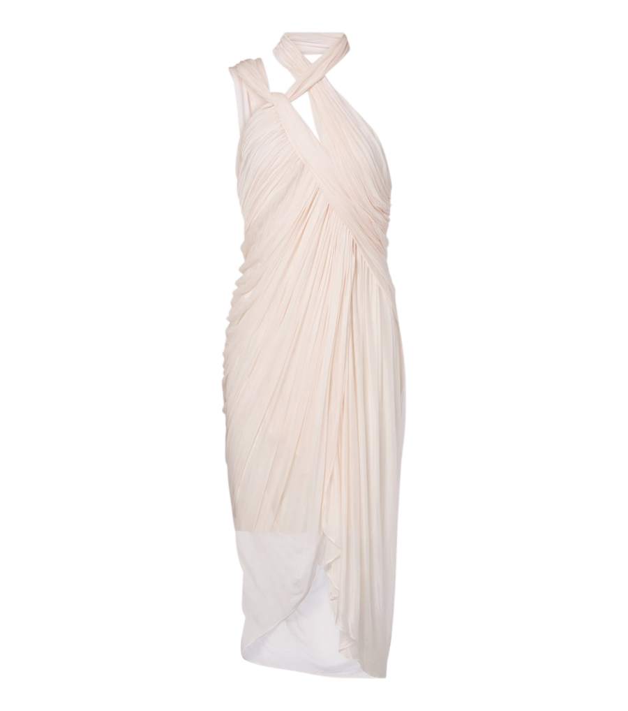Vestido midi asimétrico drapeado Balmain