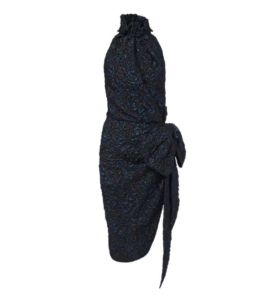 Balmain Draped jacquard halterneck midi dress