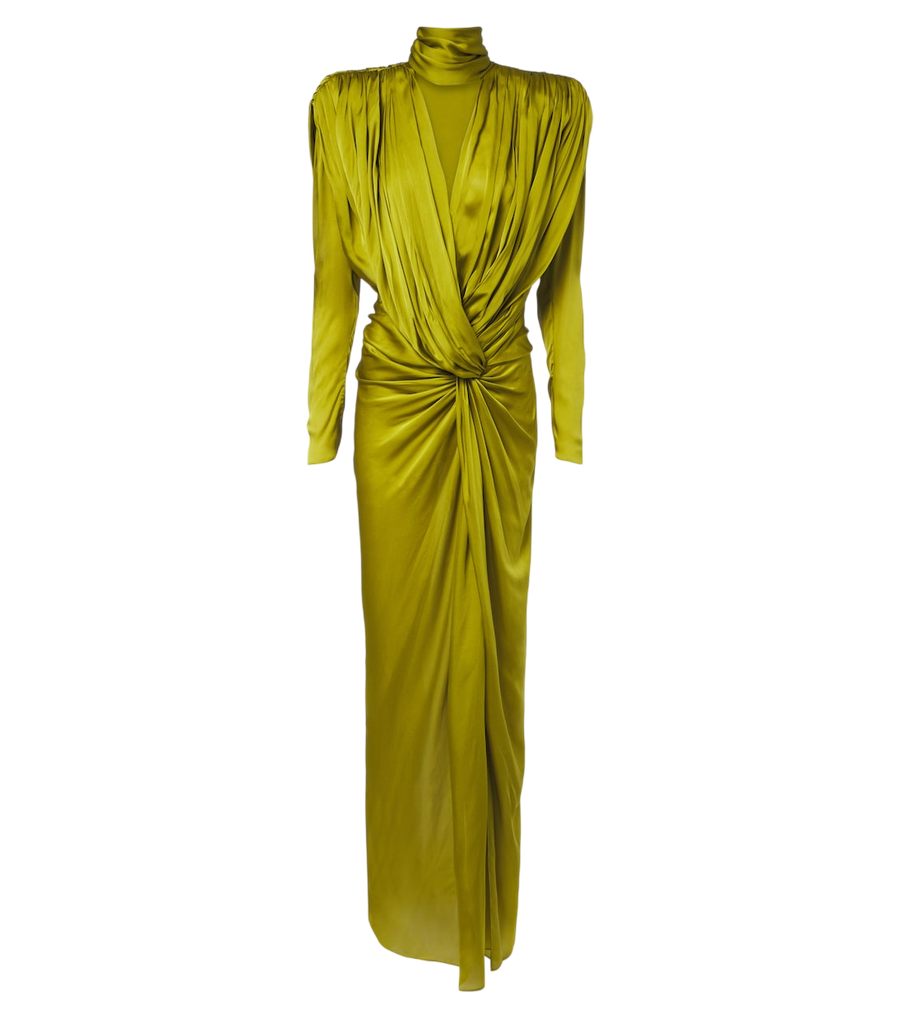 Balmain Draped silk satin maxi dress