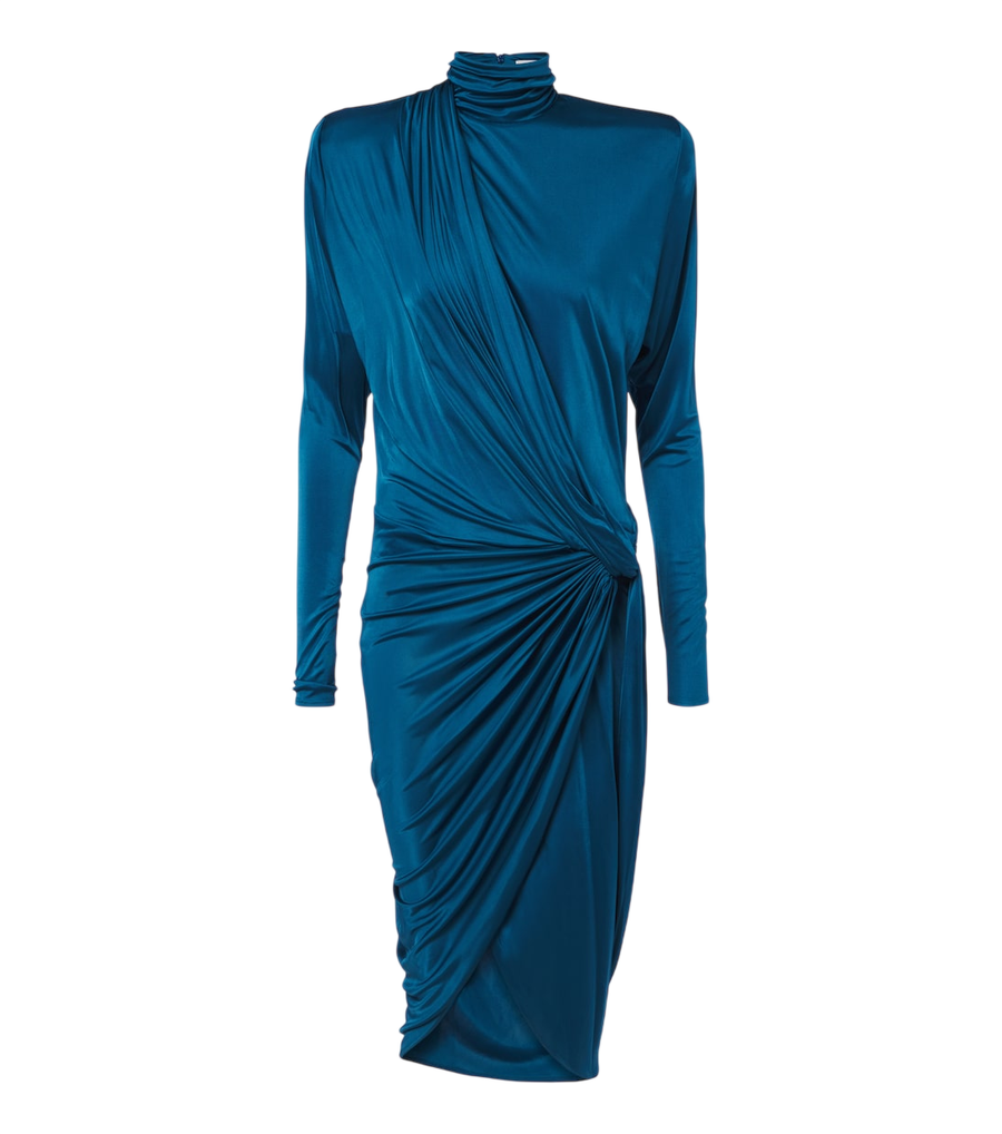 Vestido midi de punto fruncido de Balmain