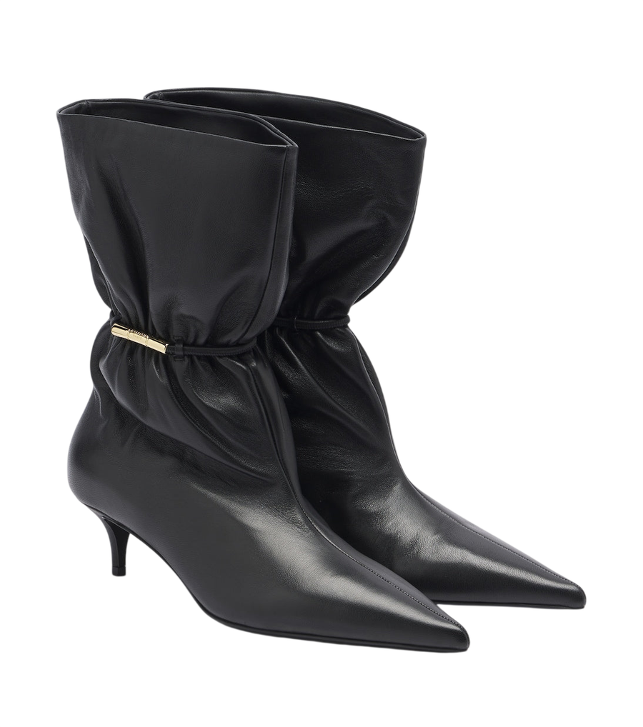 Balmain Gathered leather ankle boots