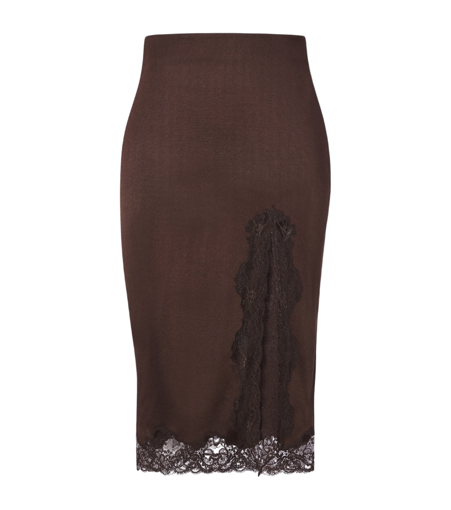 Balmain Lace-trimmed midi skirt