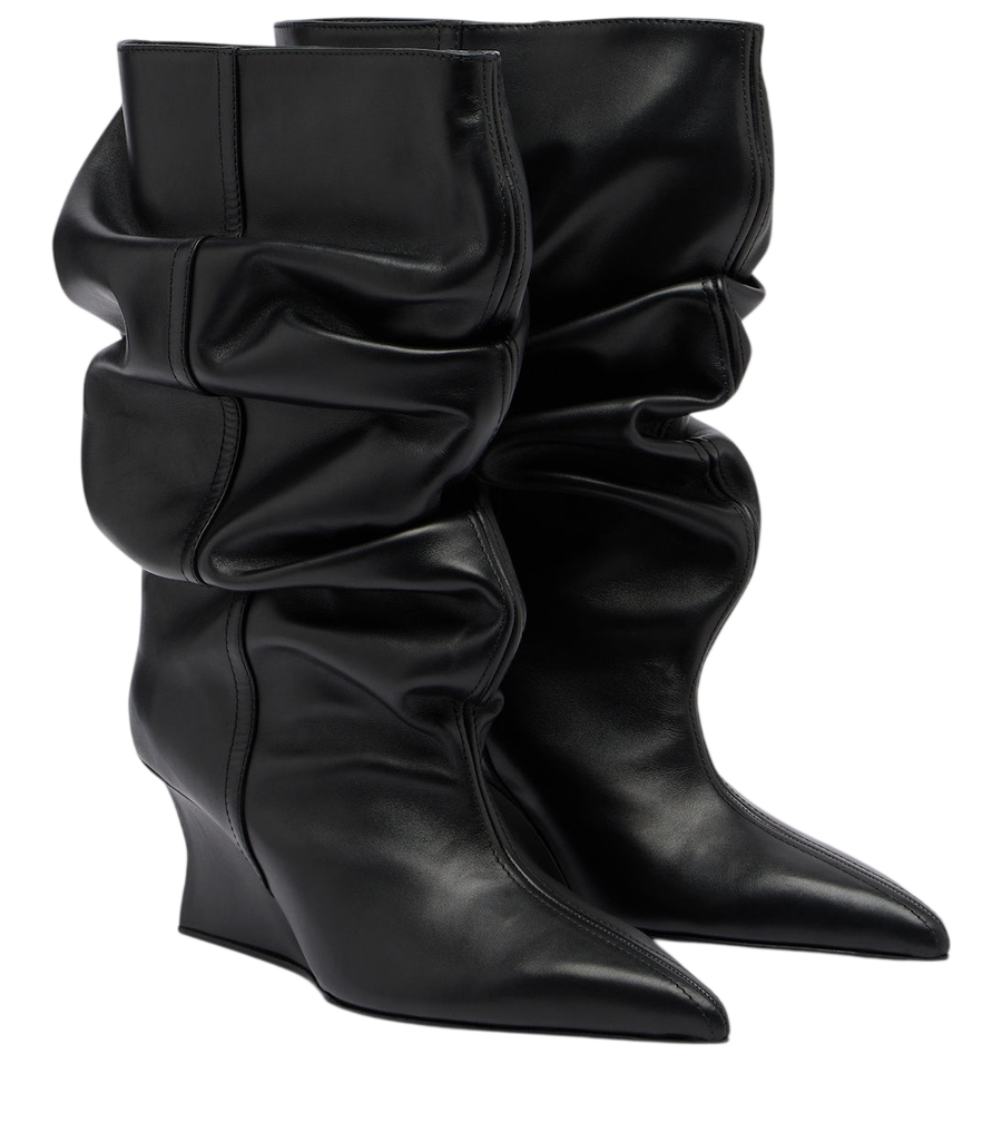 Balmain Leather wedge boots