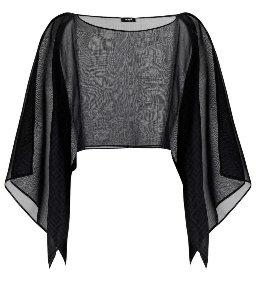 Balmain Monogram sheer silk crop top