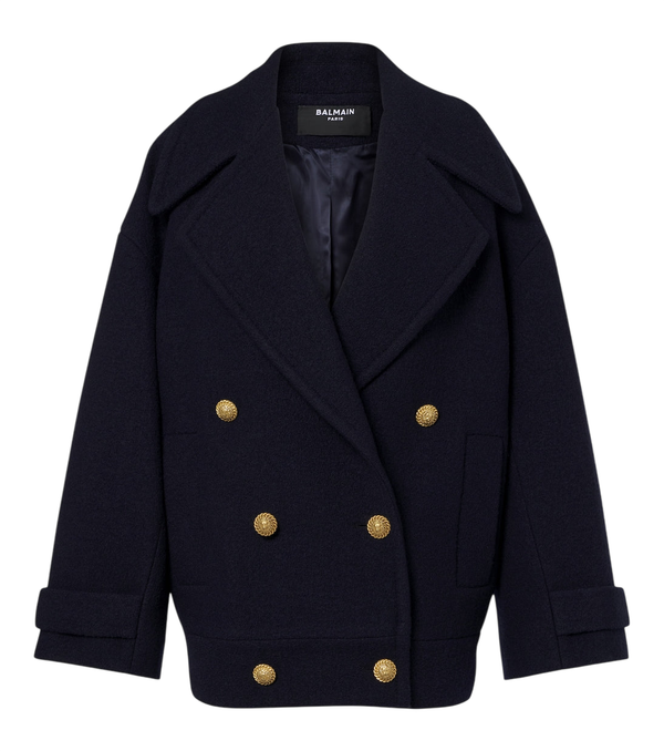 Balmain Oversized virgin wool peacoat