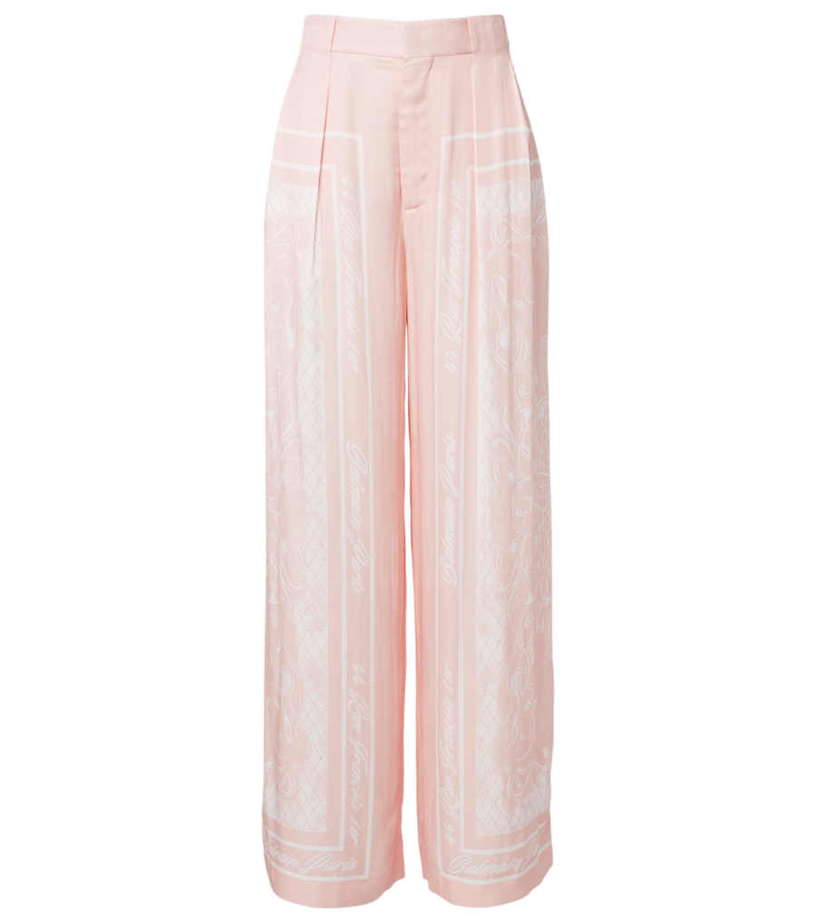 Balmain Printed satin palazzo pants