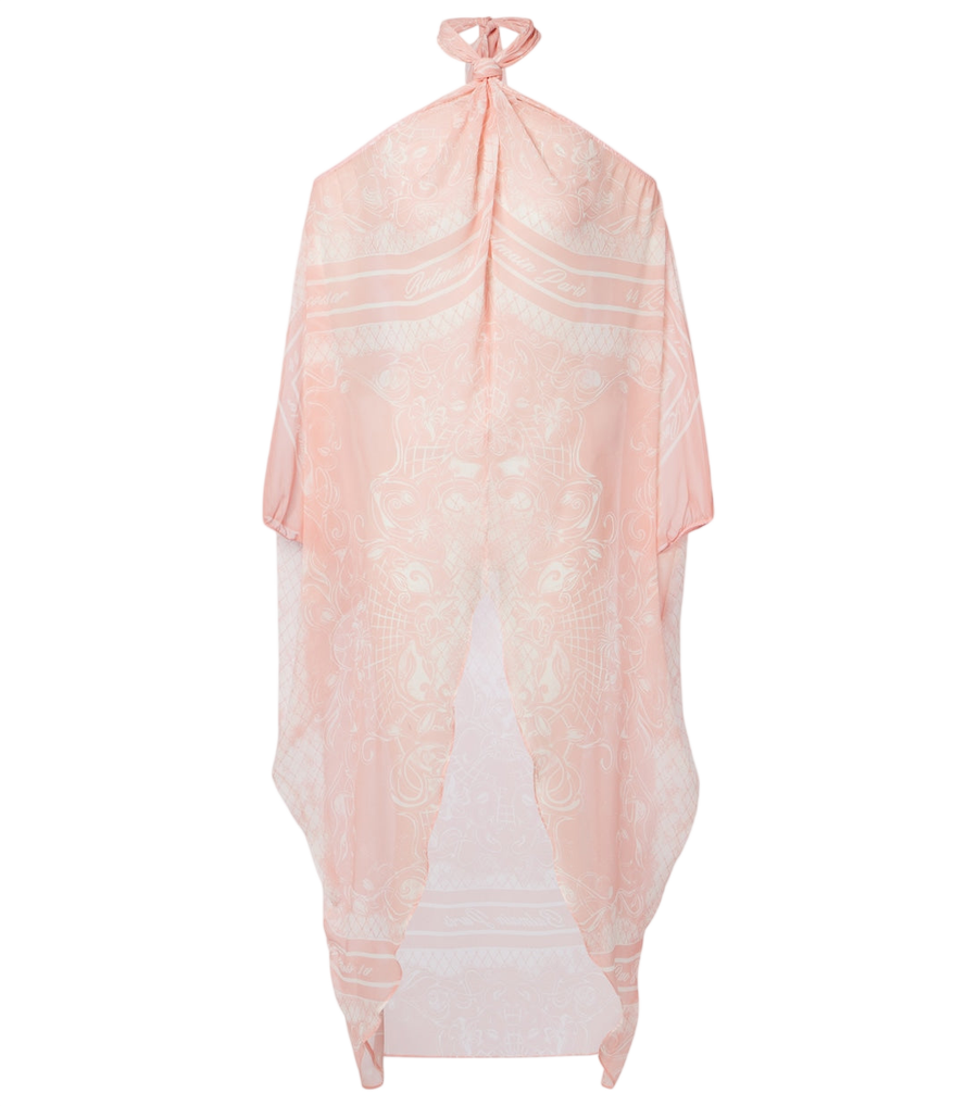 Balmain Printed silk beach dress