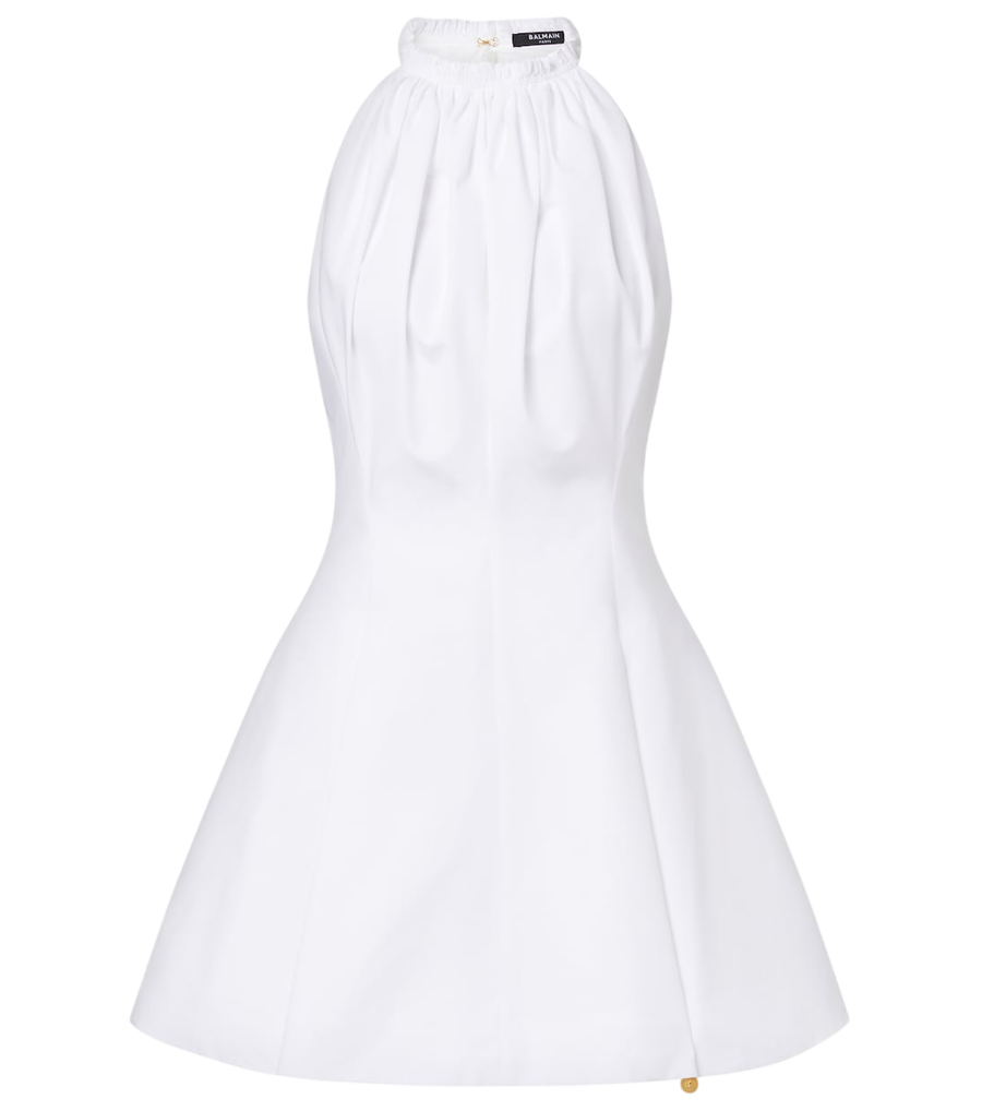 Mini-robe Balmain en popeline de coton froncée