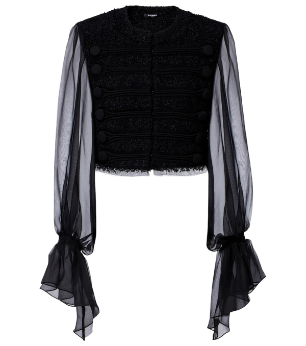Balmain Silk-trimmed bouclé jacket