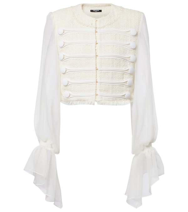 Balmain Silk-trimmed bouclé jacket