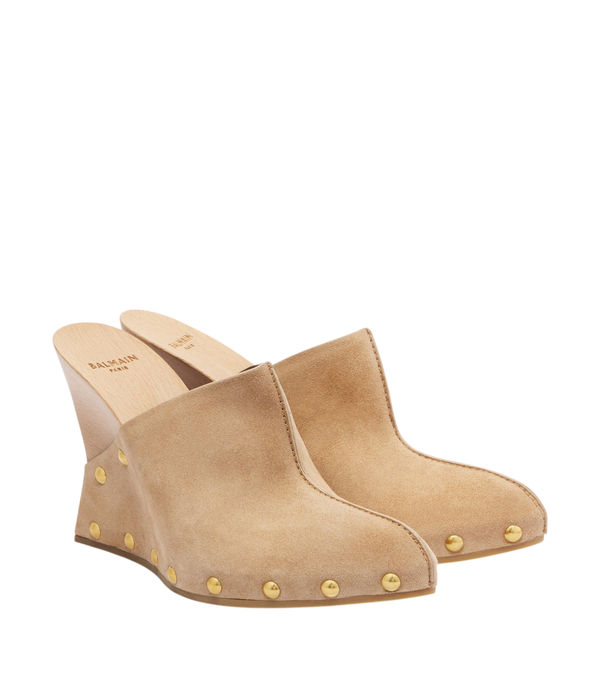 Balmain Suede wedge clogs