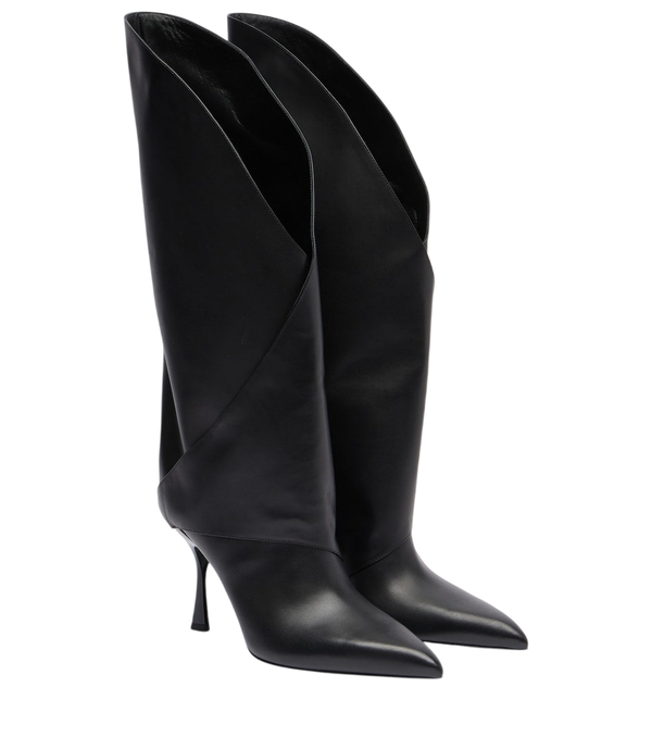 Balmain Twist 95 leather knee-high boots