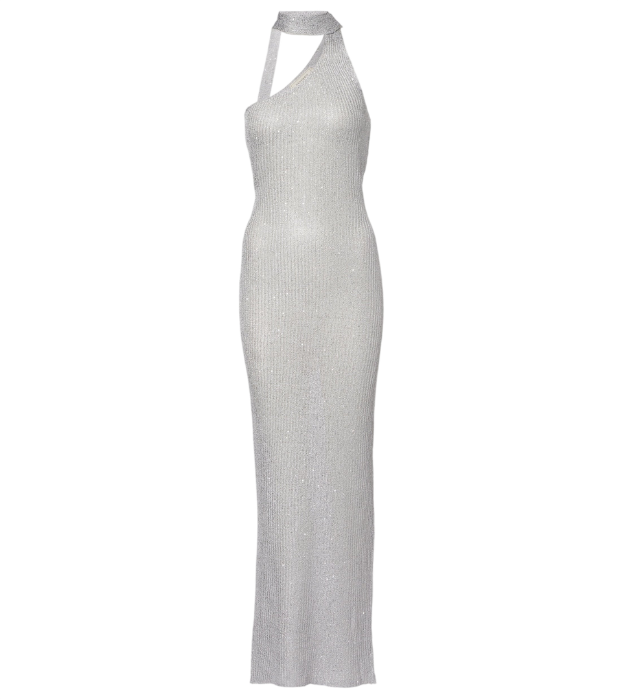 Bananhot Aretha sequined one-shoulder maxi dress