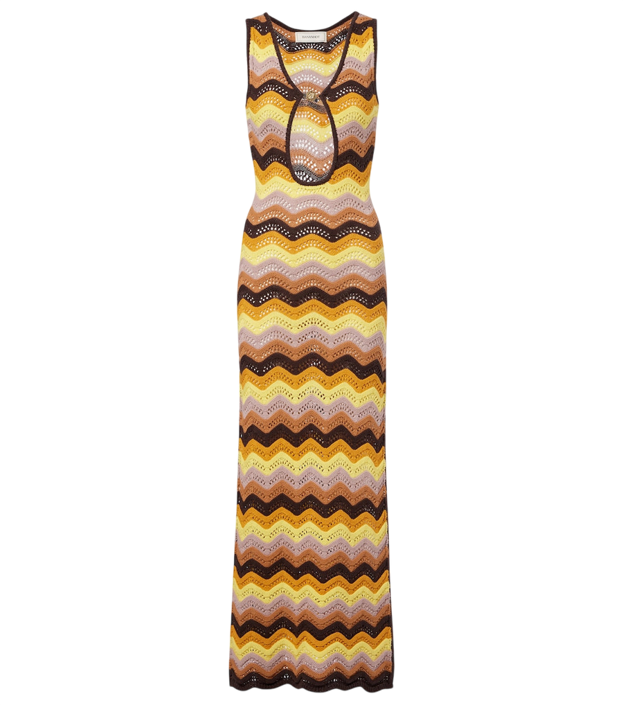 Bananhot Charli chevron crochet cotton-blend maxi dress