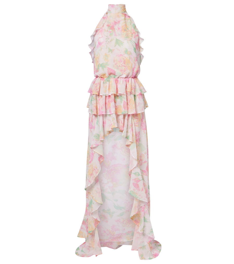 Bananhot Malena floral ruffled asymmetric maxi dress